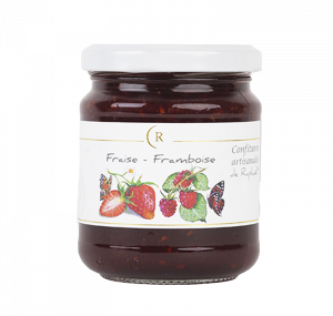 Confiture fraise et framboise riche en fruit fabriqué de manière artisanale